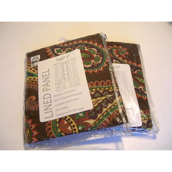 Moroccan Paisley Curtain Panels Split P Grommet Top 56" x 84" New One Pair - Picture 4 of 5